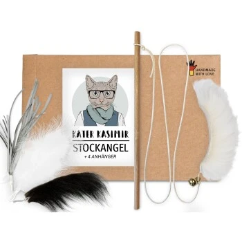 Kater Kasimir Premium Katzenangel Set Aus Buchenholz Mit 4 Handgemachten Anhängern 1 Kater Kasimir Premium Katzenangel Set Aus Buchenholz Mit 4 Handgemachten Anhängern