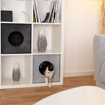 Lionto Katzenhöhle Aus Filz, Regalhöhle Hellgrau 4 Lionto Katzenhöhle Aus Filz, Regalhöhle Hellgrau – Bild 4