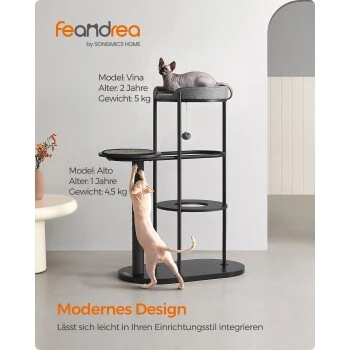 FEANDREA Kratzbaum Modern Metallrohre Sisalstamm 2 FEANDREA Kratzbaum Modern Metallrohre Sisalstamm – Bild 2