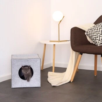 Lionto Katzenhöhle Aus Filz, Regalhöhle Hellgrau 3 Lionto Katzenhöhle Aus Filz, Regalhöhle Hellgrau – Bild 3